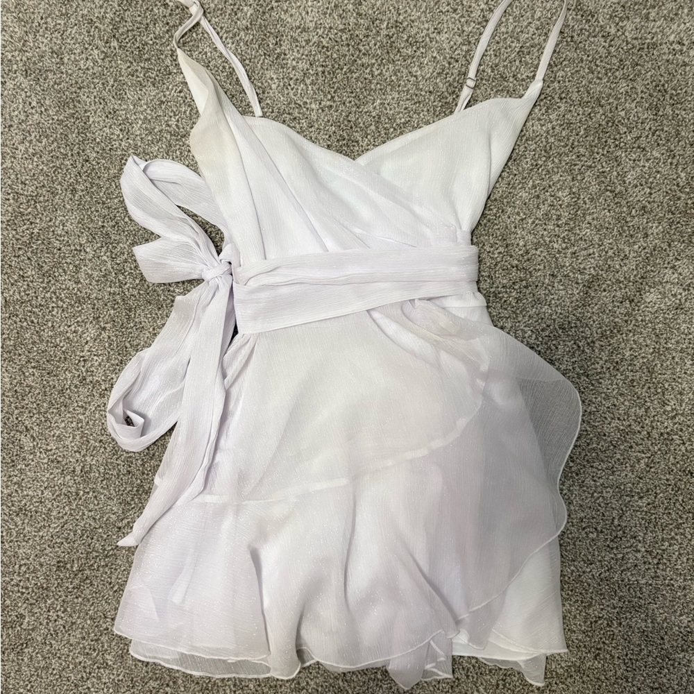 Lucy White Mini Dress with Ruffle Detail